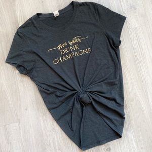 Save water drink champagne dark grey soft T-shirt